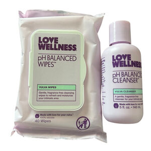 Love Wellness pH Balanced Cleanser 5oz & pH Balanced 40-ct Wipes